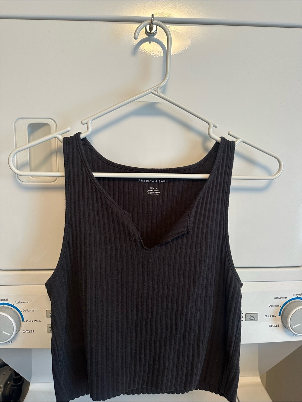 American Eagle Outfitters Black Ribbed V-Neck Cropped Tank